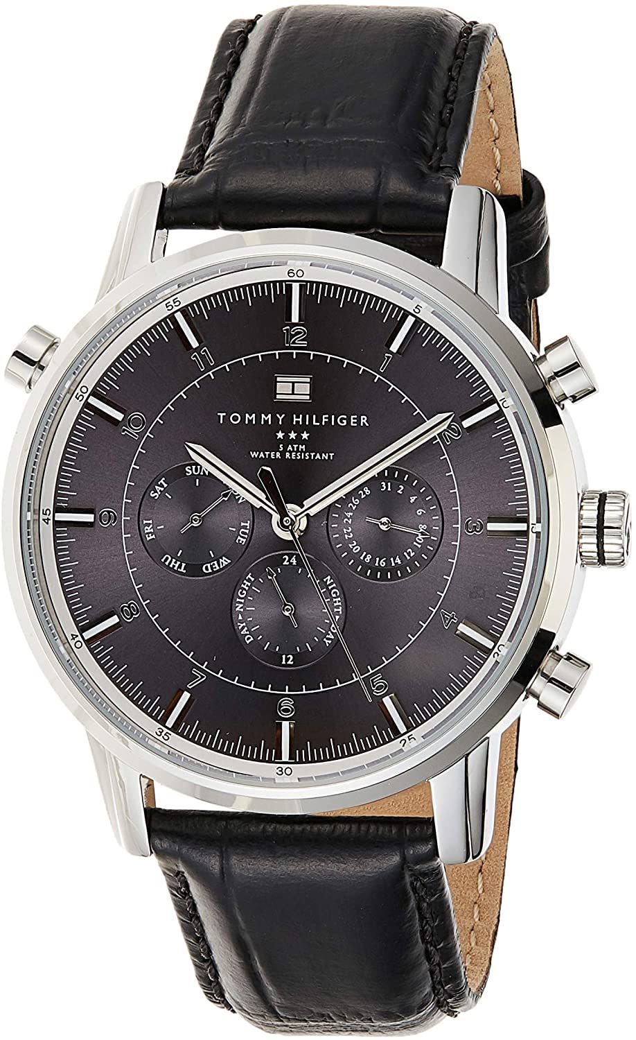  Shop Authentic Tommy Hilfiger Harrison Chronograph Black Dial Black Leather Strap Watch for Men - 1790875 - Luxxuri