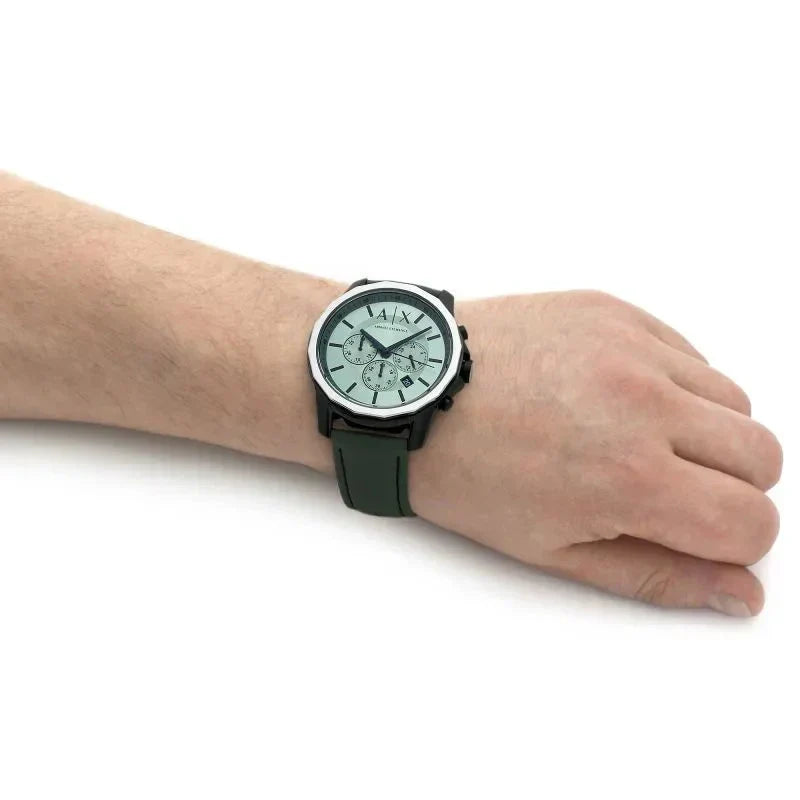  Shop Authentic Armani Exchange Banks Chronograph Green Dial Green Leather Strap Watch For Men - AX1725 - Luxxuri