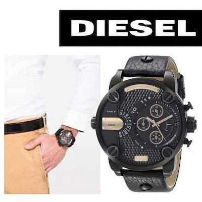  Shop Authentic Diesel Little Daddy Chronograph Black Dial Black Leather Strap Watch For Men - DZ7291 - Luxxuri