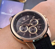  Shop Authentic Maserati Successo 44mm Black Rose Gold Dial Black Rubber Strap Watch For Men - R8871621012 - Luxxuri