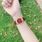  Shop Authentic Versace V-Motif Red Dial Red Leather Strap Watch for Women - VERE00418 - Luxxuri