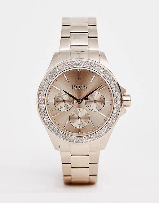  Shop Authentic Hugo Boss Premiere Rose Gold Dial with DIamonds Rose Gold Steel Strap Watch for Women - 1502443 - Luxxuri