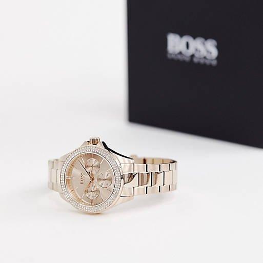  Shop Authentic Hugo Boss Premiere Rose Gold Dial with DIamonds Rose Gold Steel Strap Watch for Women - 1502443 - Luxxuri
