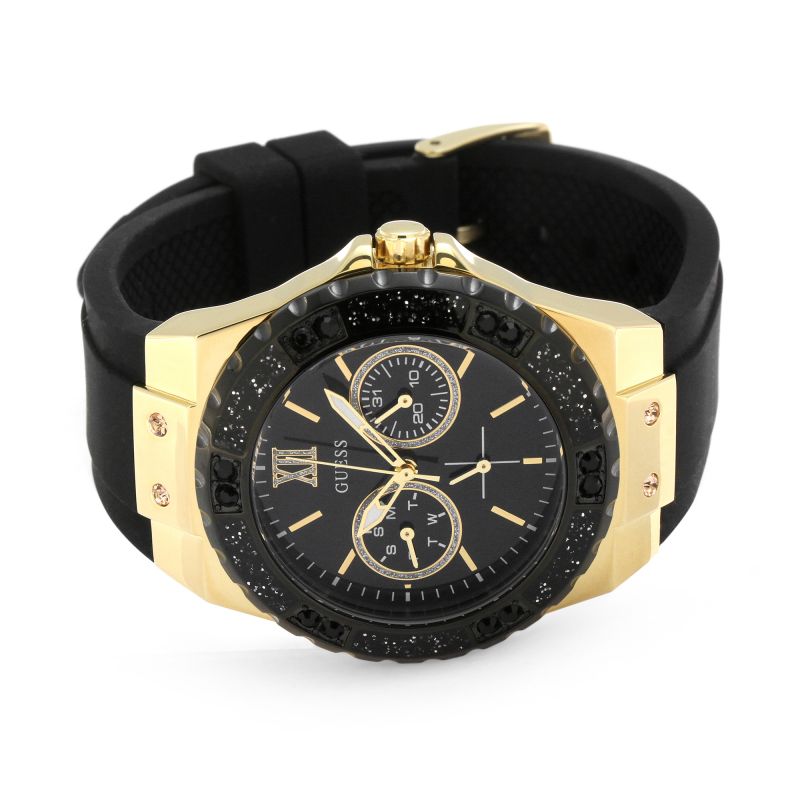  Shop Authentic Guess Black Dial Black Rubber Strap Watch For Women - W1053L7 - Luxxuri