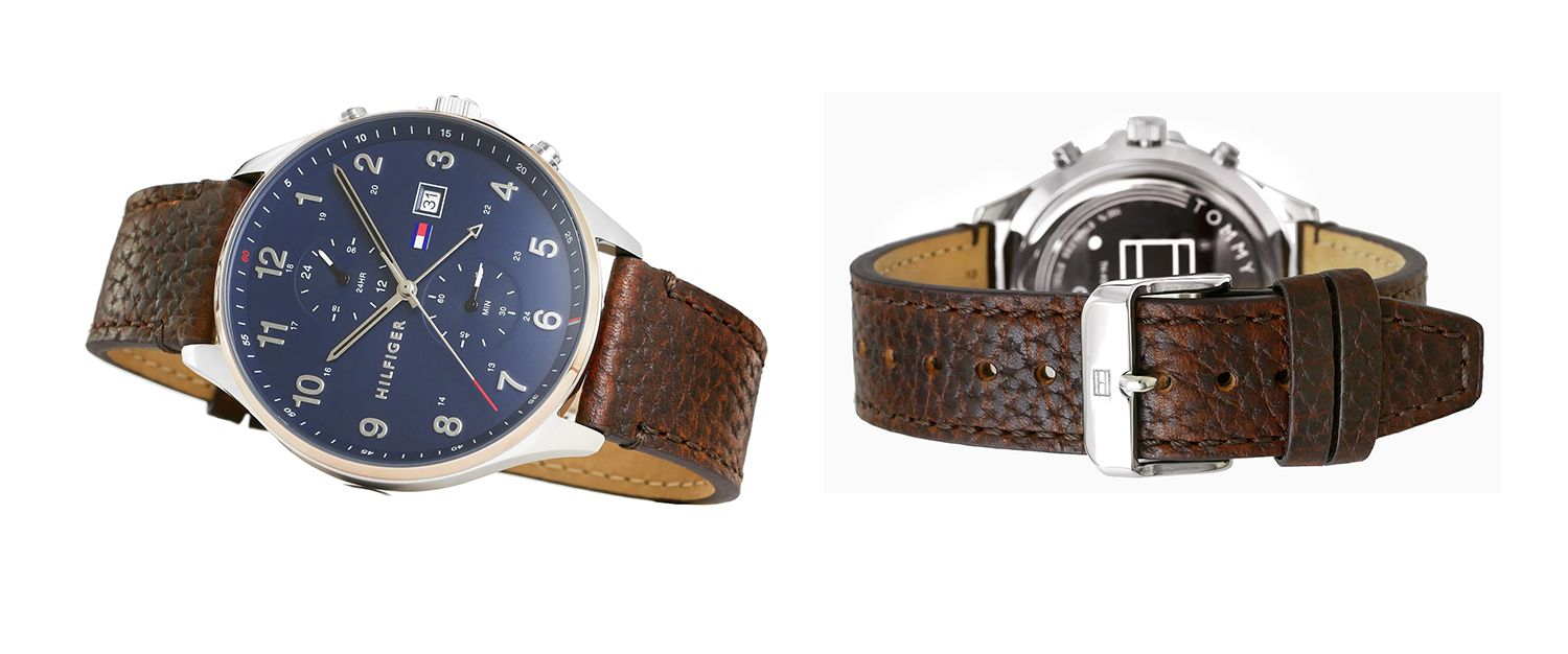  Shop Authentic Tommy Hilfiger West Chronograph Blue Dial Brown Leather Strap Watch For Men - 1791712 - Luxxuri