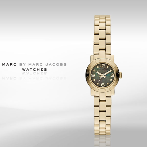  Shop Authentic Marc Jacobs Amy Mother of Pearl Black Dial Gold Steel Strap Watch for Women - MBM3275 - Luxxuri
