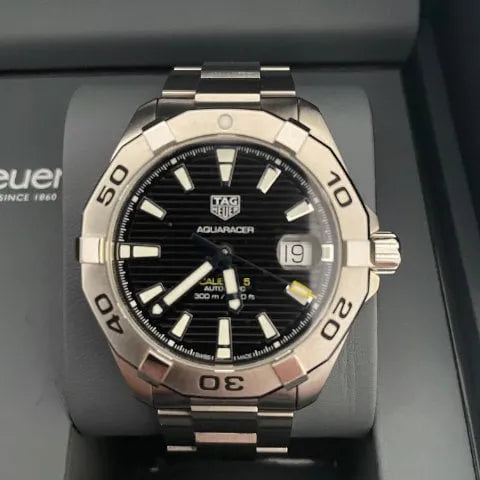  Shop Authentic Tag Heuer Aquaracer Automatic Caliber 5 Black Dial Silver Steel Strap Watch for Men - WBD2110.BA0928 - Luxxuri