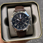  Shop Authentic Fossil Grant Chronograph Black Dial Brown Leather Strap Watch for Men - FS4813 - Luxxuri