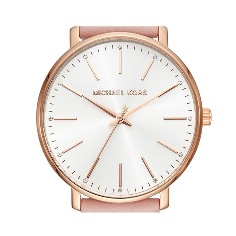  Shop Authentic Michael Kors Pyper Quartz White Dial Pink Leather Strap Watch For Women - MK2741 - Luxxuri