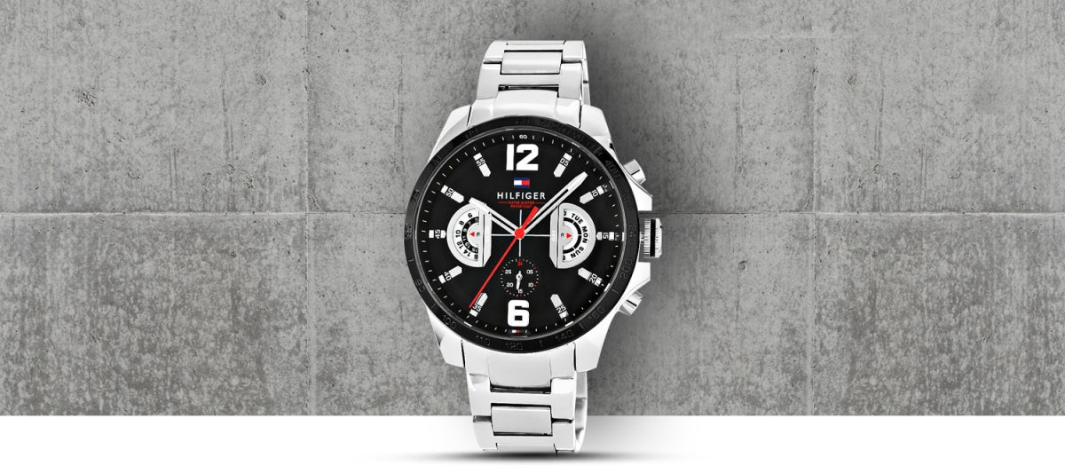  Shop Authentic Tommy Hilfiger Decker Quartz Black Dial Silver Steel Strap Watch for Men - 1791472 - Luxxuri