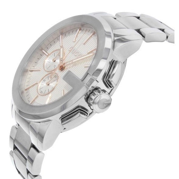 Shop Authentic Gucci G Chrono Chronograph Silver Dial Silver Steel Strap Watch For Men - YA101201 - Luxxuri