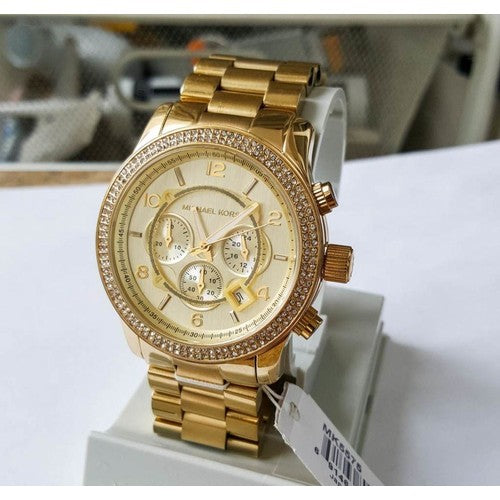  Shop Authentic Michael Kors Runway Gold Dial Gold Steel Strap Watch for Women - MK5575 - Luxxuri