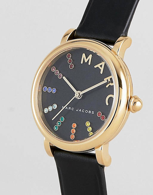  Shop Authentic Marc Jacobs Roxy Black Dial Black Leather Strap Watch for Women - MJ1592 - Luxxuri
