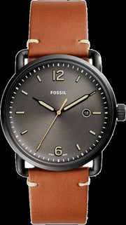  Shop Authentic Fossil Commuter Three Hand Date Black Dial Brown Leather Strap Watch for Men - FS5276 - Luxxuri