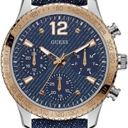  Shop Authentic Guess Marina Chronograph Blue Dial Blue Denim Strap Watch For Women - W1057L1 - Luxxuri