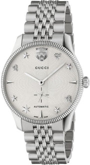  Shop Authentic Gucci G Timeless Automatic Silver Dial Silver Steel Strap Watch for Men - YA126354 - Luxxuri