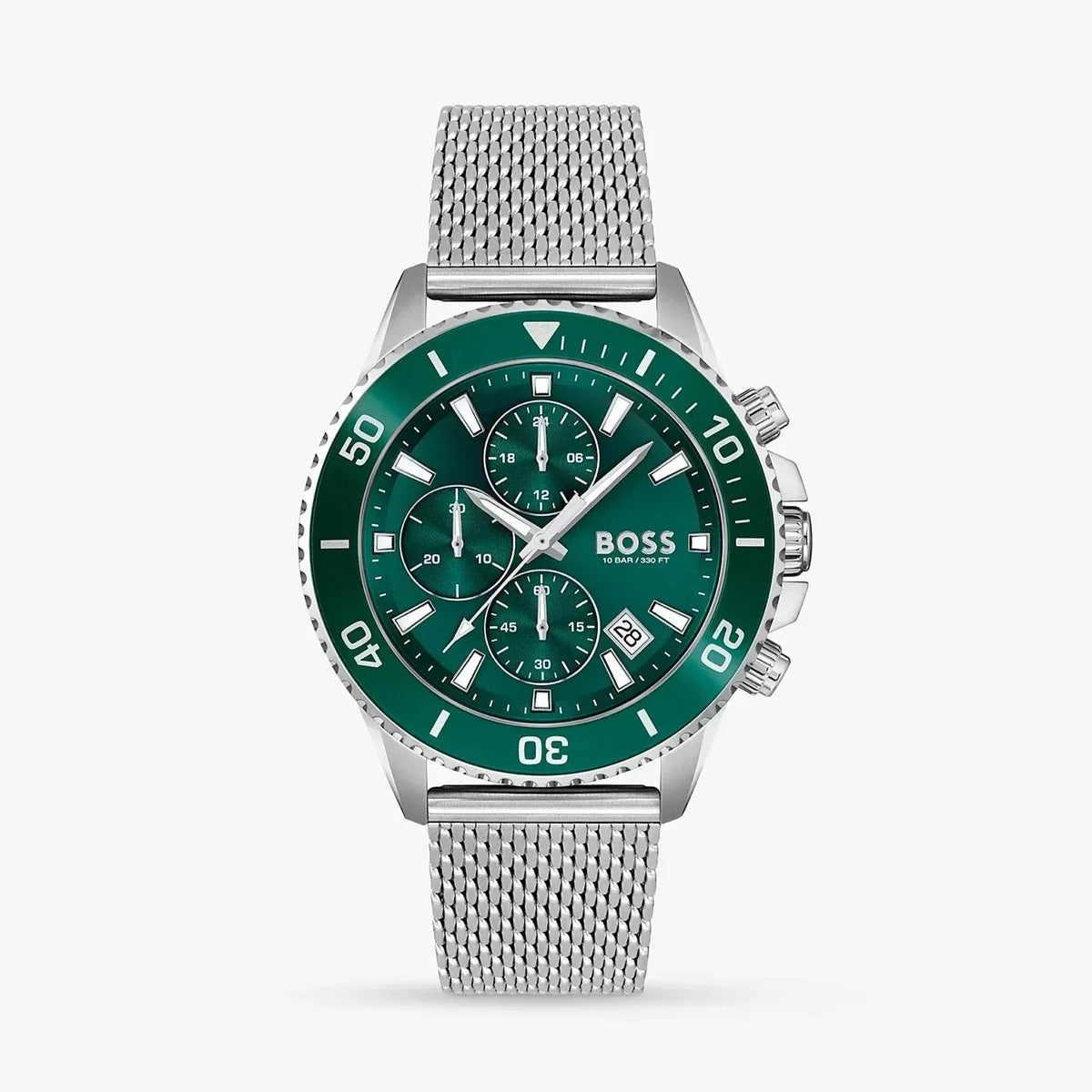  Shop Authentic Hugo Boss Admiral Green Dial Silver Mesh Bracelet Watch for Men - 1513905 - Luxxuri