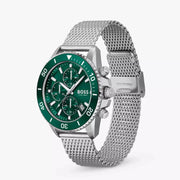  Shop Authentic Hugo Boss Admiral Green Dial Silver Mesh Bracelet Watch for Men - 1513905 - Luxxuri