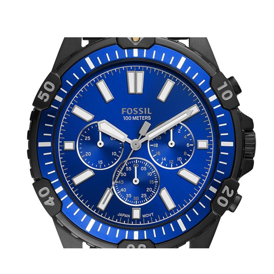  Shop Authentic Fossil Garrett Chronograph Blue Dial Black Rubber Strap Watch for Men - FS5695 - Luxxuri