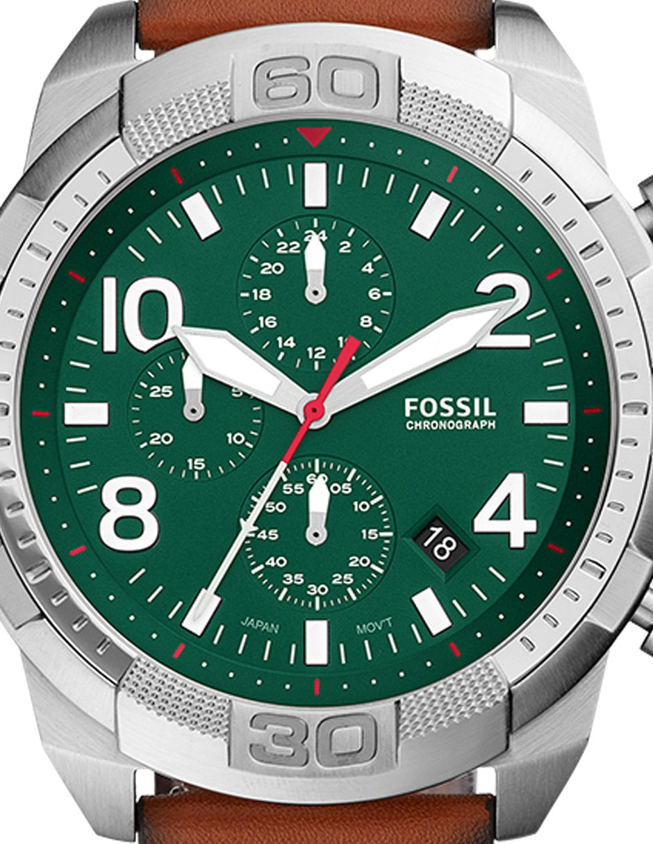  Shop Authentic Fossil Bronson Chronograph Green Dial Brown Leather Strap Watch for Men - FS5738 - Luxxuri