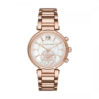  Shop Authentic Michael Kors Sawyer Mother of Pearl White Dial Rose Gold Steel Strap Watch for Women - MK6282 - Luxxuri