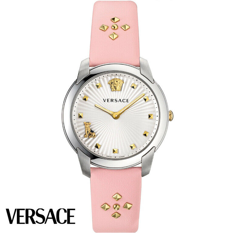  Shop Authentic Versace Audrey Quartz White Dial Pink Leather Strap Watch for Women - VELR00119 - Luxxuri
