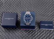  Shop Authentic Tommy Hilfiger Jordan Chronograph Blue Dial Silver Steel Strap Watch For Men - 1792094 - Luxxuri