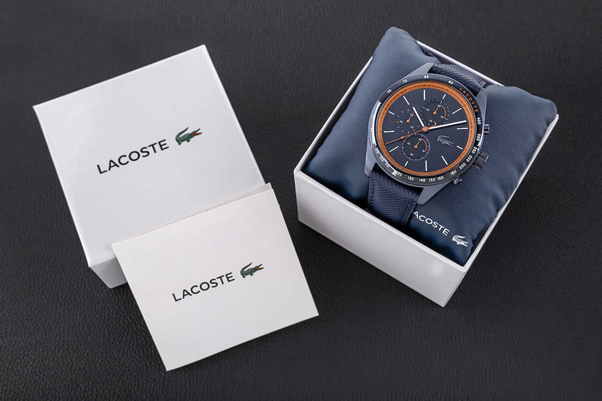 Lacoste Apext Blue Dial Blue Leather Strap Watch for Men - 2011297