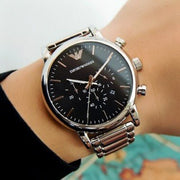  Shop Authentic Emporio Armani Luigi Black Dial Silver Steel Strap Watch For Men - AR1894 - Luxxuri