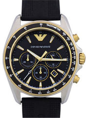  Shop Authentic Emporio Armani Sigma Chronograph lack Dial Black Rubber Strap Watch For Men - AR80003 - Luxxuri