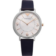  Shop Authentic Emporio Armani Kappa White Mother of Pearl Dial Black Leather Strap Watch For Women - AR2509 - Luxxuri
