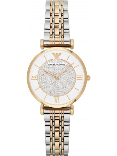  Shop Authentic Emporio Armani Gianni T Bar Analog White Dial Two Tone Steel Strap Watch For Women - AR2076 - Luxxuri