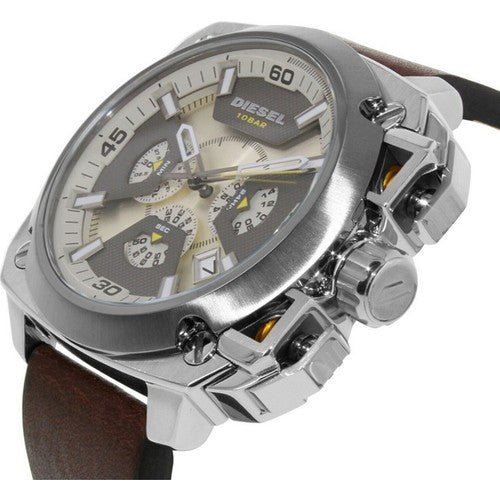  Shop Authentic Diesel BAMF Chronograph Beige Dial Brown Leather Strap Watch For Men - DZ7343 - Luxxuri
