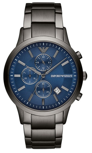  Shop Authentic Emporio Armani Renato Chronograph Blue Dial Grey Steel Strap Watch For Men - A11215 - Luxxuri