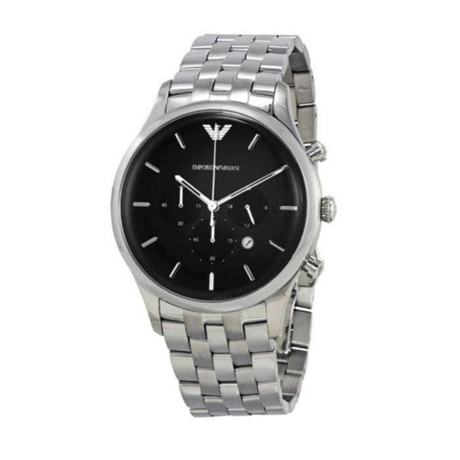  Shop Authentic Emporio Armani Chronograph Black Dial Silver Steel Strap Watch For Men - AR11017 - Luxxuri