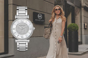  Shop Authentic Michael Kors Catlin Silver Dial Silver Steel Strap Watch for Women - MK3355 - Luxxuri