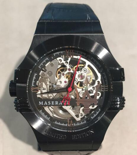  Shop Authentic Maserati Automatic Skeleton Black Dial Black Leather Strap Watch For Men - R8821108021 - Luxxuri