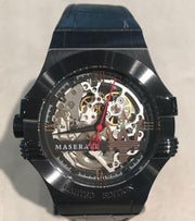  Shop Authentic Maserati Automatic Skeleton Black Dial Black Leather Strap Watch For Men - R8821108021 - Luxxuri