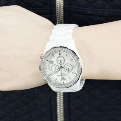  Shop Authentic Emporio Armani Ceramica Chronograph White Dial White Ceramic Strap Watch For Women - AR1456 - Luxxuri