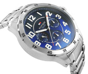  Shop Authentic Tommy Hilfiger Trent Chronograph Blue Dial Silver Steel Strap Watch for Men - 1791053 - Luxxuri