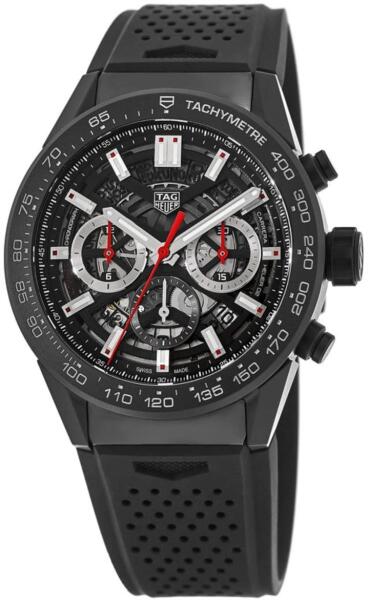  Shop Authentic Tag Heuer Carrera Chronograph Steel & Ceramic Black Dial Black Rubber Strap Watch for Men - CBG2090.FT6145 - Luxxuri