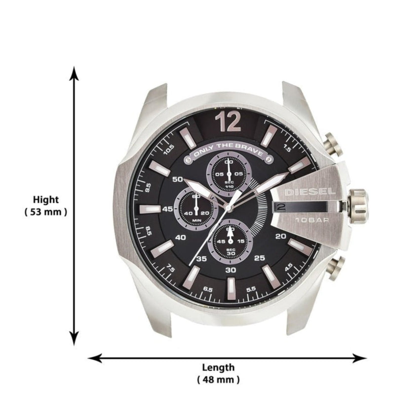  Shop Authentic Diesel Mega Chief Black & Silver Round Dial Brown Leather Strap Watch For Men - DZ4290 - Luxxuri