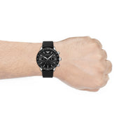  Shop Authentic Emporio Armani Mario Chronograph Black Dial Black Leather Strap Watch For Men - AR11243 - Luxxuri
