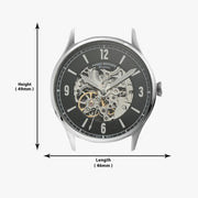  Shop Authentic Fossil Forrester Automatic Skeleton Black Dial Silver Steel Strap Watch for Men - ME3180 - Luxxuri