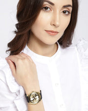  Shop Authentic Guess G Twist Gold Dial Black Leather Strap Watch for Women - W0911L3 - Luxxuri