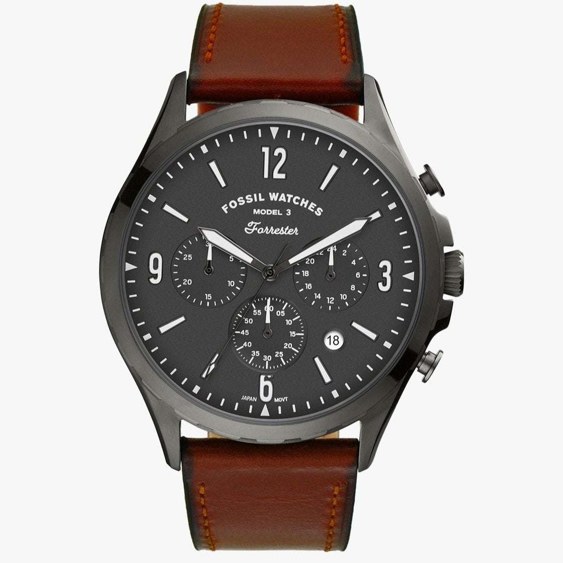  Shop Authentic Fossil Forrester Chronograph Grey Dial Brown Leather Strap Watch for Men - FS5815 - Luxxuri