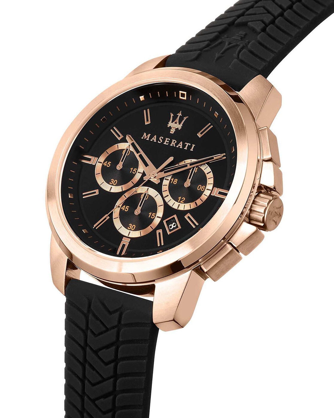  Shop Authentic Maserati Successo 44mm Black Rose Gold Dial Black Rubber Strap Watch For Men - R8871621012 - Luxxuri