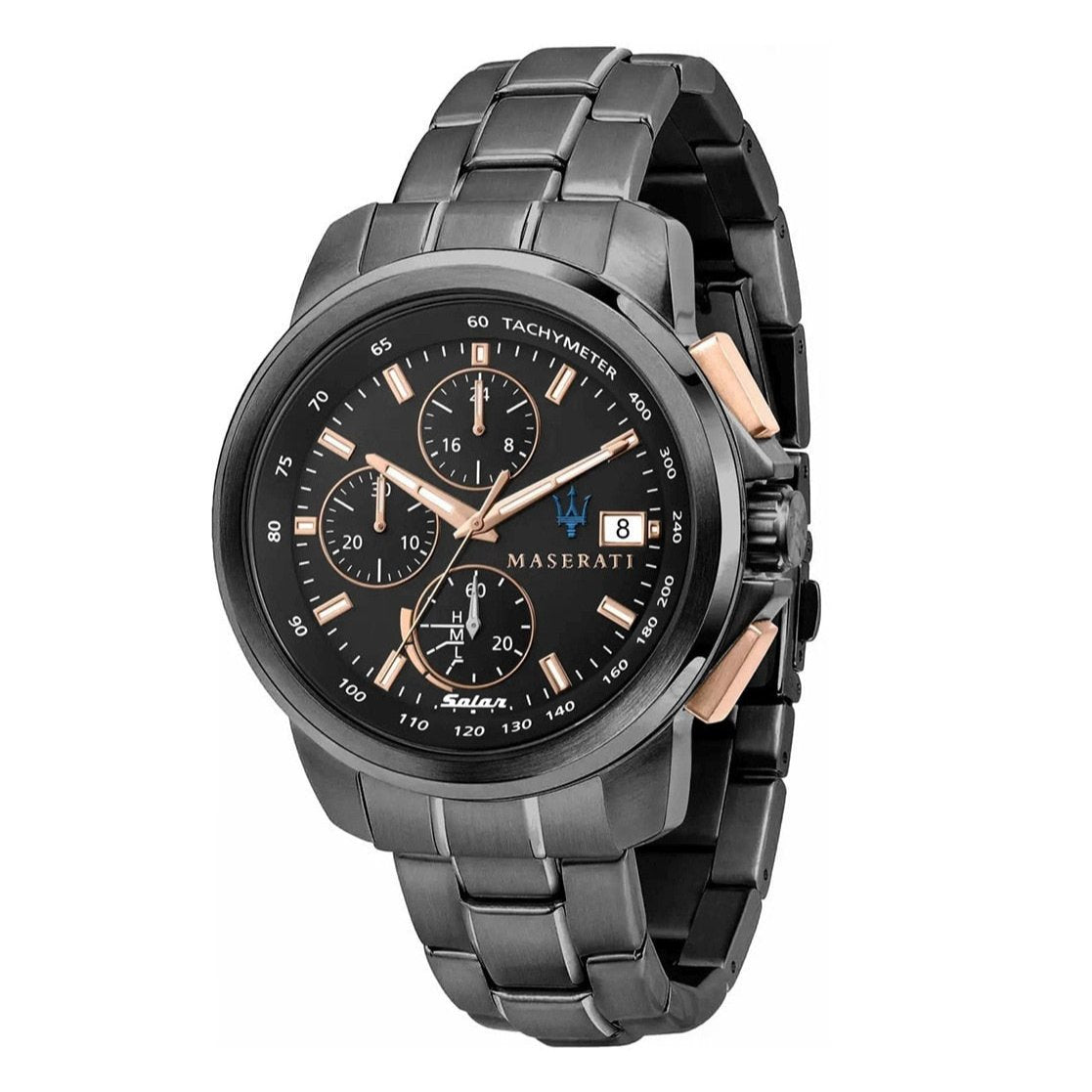  Shop Authentic Maserati Successo Solar Black Dial Grey Steel Strap Watch For Men - R8873645001 - Luxxuri