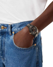  Shop Authentic Versace Hellenyium Analog Black Dial Black Steel Strap Watch For Men - VEVK00320 - Luxxuri