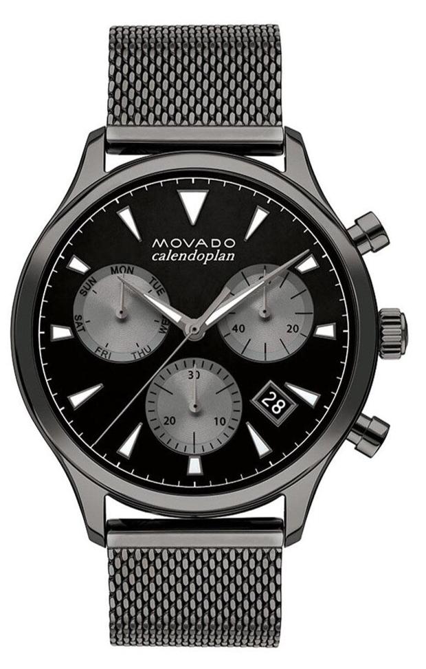  Shop Authentic Movado Heritage Calendoplan Chronograph Black Dial Grey Mesh Strap Watch for Men - 3650100 - Luxxuri